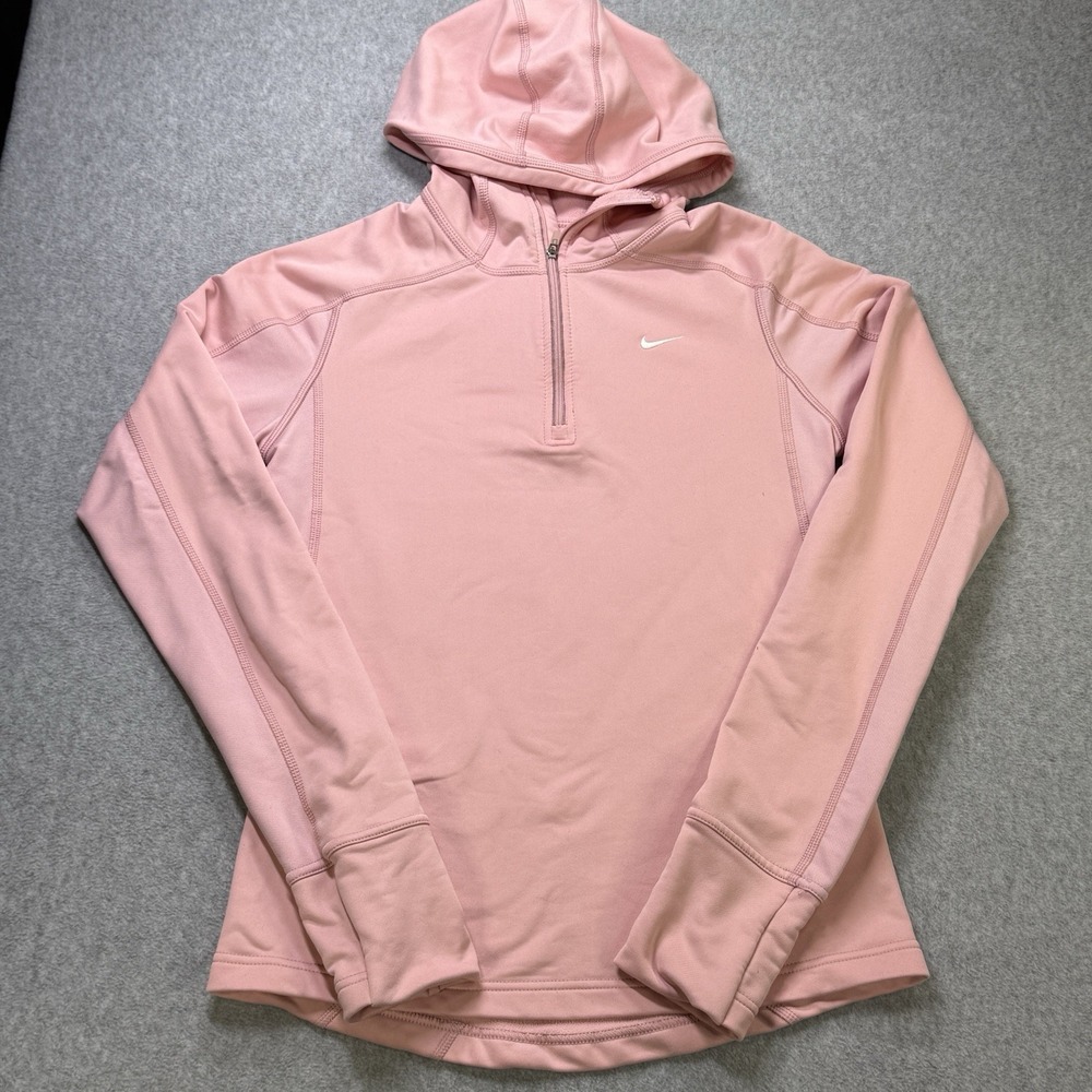 Nike Fit Dry Pink Hooded Quarter Zip Pullover Women's Small Running Training